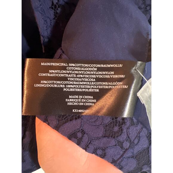 Keepsake Dress Mini Short Elegant Navy Lace Sheath Cocktail Sheath Large - Picture 9 of 12